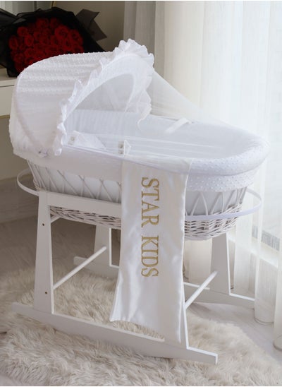 Buy Baby cradle, Moses basket, white, withrockingstand in Saudi Arabia