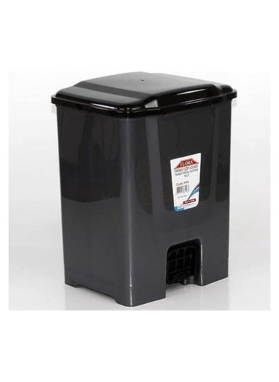 Buy Plastic basket trash can with pedal durable waste bin can be for your home under desk office bedroom bathroom 10 liter grey in Egypt