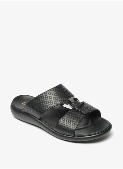 اشتري Textured Slip-On Sandals with Buckle Detail في الامارات