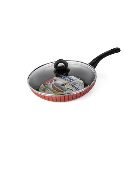 Buy Bister 21DV-JP1024LFrypan WIth Glass Lid Red & Black 30.0cm in Saudi Arabia