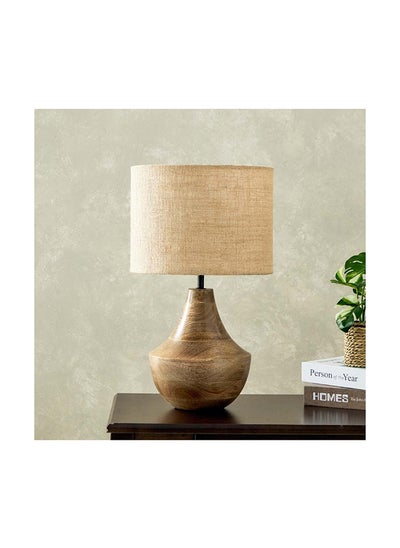 Buy Kengston Wooden Base Table Lamp with Drum Shade 28 x 52 x 28 cm in Saudi Arabia