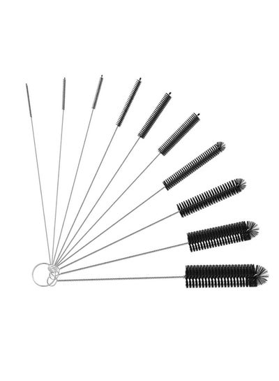 Buy Tycom Stainless steel multi-purpose Nylon Bottle Tube Nozzle Cleaning Brush Upgraded with Top Bristles Design and Protective Cap (10 Pcs), Pipe Drinking Straws Cleaning Brush Set for Jewelry, Keyboard in UAE