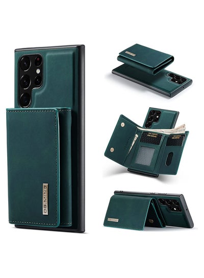 Buy 2 in 1 Clutch Wallet Case for Samsung Galaxy S22 Ultra, DG.MING Retro Slim Leather Phone Case Magnetic Detachable Trifold Wallet for Samsung Galaxy S22 Ultra (Green) in UAE