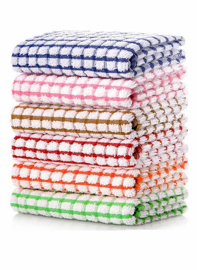 Buy Kitchen Dish Towels, 16 Inch x 25 Inch Bulk Cotton Kitchen Towels, 6 Pack Dish Cloths for Dish Rags for Drying Dishes Clothes and Dish Towels in Saudi Arabia