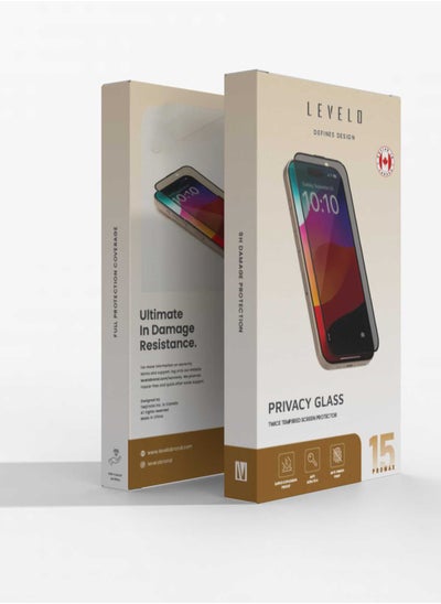 اشتري Full Screen Privacy Twice-Tempered Glass For iPhone 15 Pro  - Black في الامارات