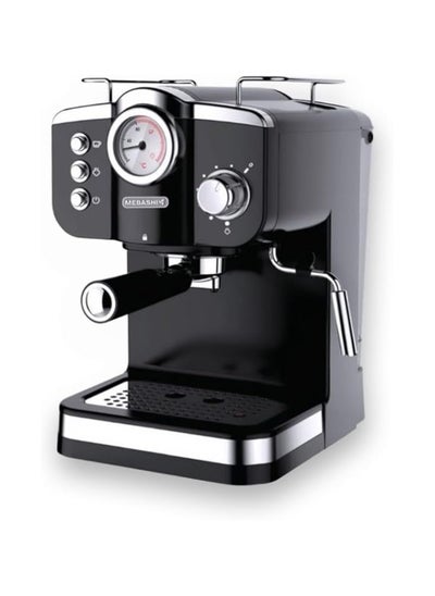 Buy MEBASHI ME-ECM2015 Espresso Coffee Machine - 1.2L, 20 Bar, with Adjustable Steam Knob and Thermometer (Black) in UAE