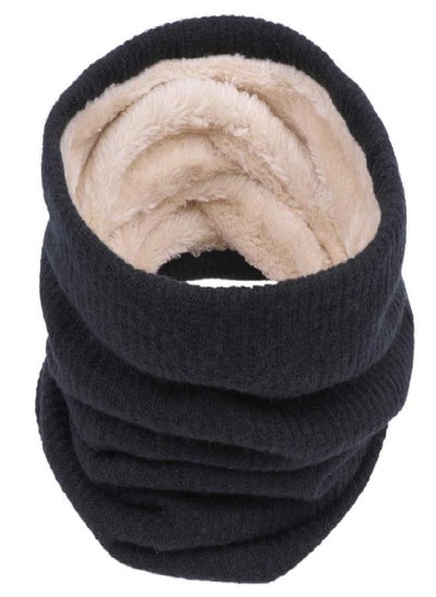 Buy Infinity Scarf Winter Double-Layer Neck Warmer Knit Fleece Lined Circle Loop Scarves Gifts(Black) in UAE