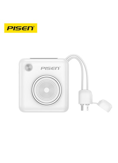 اشتري Pisen PD 3.0 Mini Fast Charging 22.5W Power Bank  (10000mAh) with Build-in Type C & Lightening Cable - White في الامارات