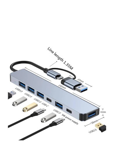 اشتري 7 في 1 نوع C HUB USB HUB USB 3.0 USB 2.0 TF/SD 5 Port متعدد الفاصل OTG لينوفو هواوي Xiaomi سبائك الألومنيوم USB 3.0 Hub للكمبيوتر الشخصي في مصر