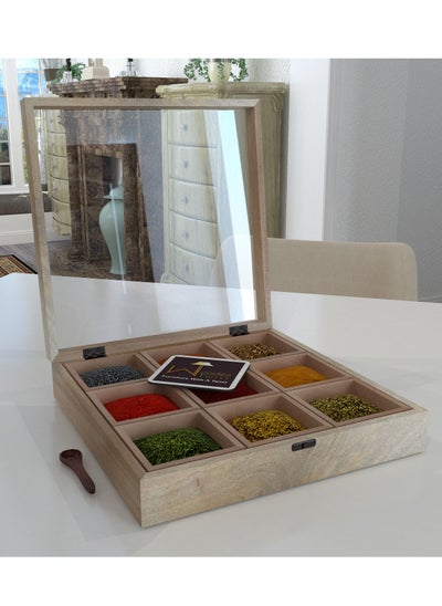 Buy Wooden Twist Spice Box Container - Spice Masala Box Holder in UAE