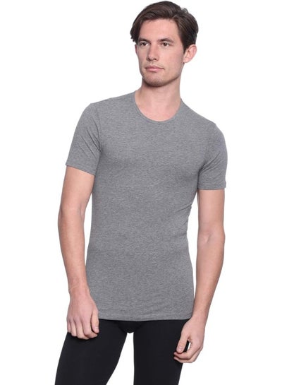 Buy Dice Round-Neck Short Sleeve Solid Undershirt for Men - Heather Grey in Egypt