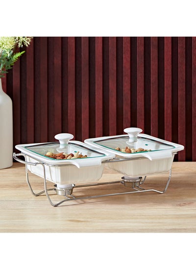 Buy Supreme 3-Piece Twin Food Warmer Set 44.2x11x22.2 cm in UAE