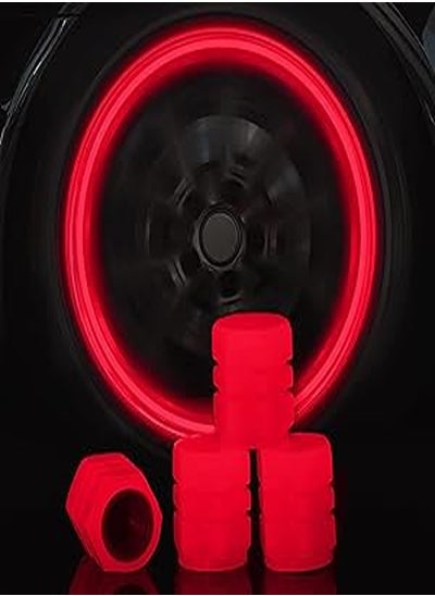 Buy Hallelujah Luminous Tire Valve Stem Caps, Wheels Cap Tire Valve ​Stem Air Caps Cover Fluorescent, Illuminated Auto Car Wheel Valve Stem Caps Cover for Car, SUV, Motorcycles, Truck, Vehicle,Red,4PCS in Egypt