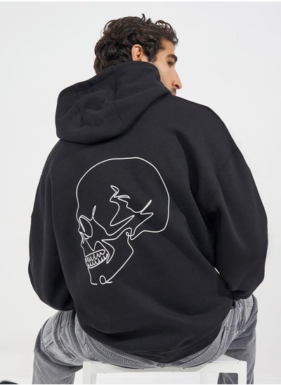 اشتري Skull Back Print Heavyweight Oversized Hoodie في السعودية