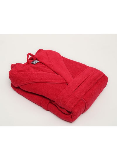 اشتري Bathrobe - Unisex Adult - ZERO TWIST - 100% Cotton -550 GSM- 1350 Grams - Luxury Feel - Premium Look - Super Absorbent - Quick Dry - Hood & Pocket - Size Medium - Red Color في الامارات