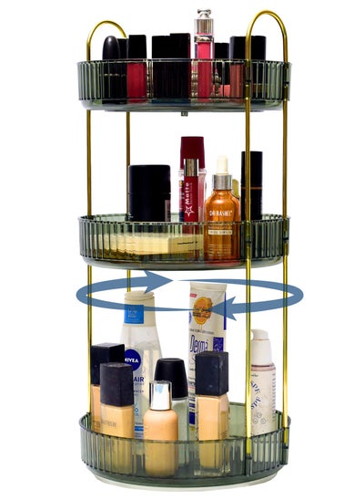 Buy Makeup Organizer, Luxury Acrylic Make Up Organizer, Lazy Susan 360° Rotating Skincare Organizer, Showcase Your Cosmetic Collection with 3 Tier Green Makeup Stand 47x23x23cm in UAE