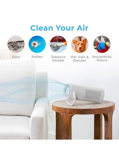 Buy PureZone Mini Portable Air Purifier - True HEPA Filter Cleans Air, Helps Alleviate Allergies, Eliminates Smoke  More — Ideal for Traveling, Home, and Office Use (White) in UAE