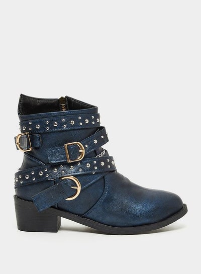 Buy Buckle Embellished Ankle Length Boots in Saudi Arabia