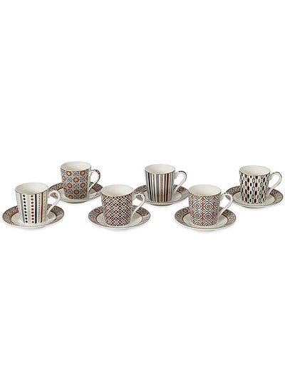 Buy Geoethnic Coffee Cup, Multicolour - 100ml, Set of 6 in UAE