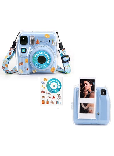 Buy Clear Case for Fujifilm Instax Mini SE Instant Camera | Protective Hard PC Cover with Film Pocket + Cute Sticker & Removable Strap - Clear in UAE