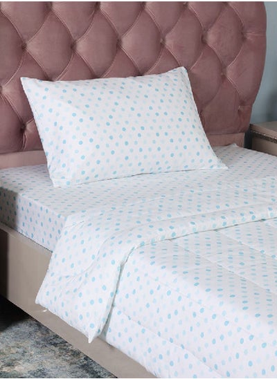 Buy Polkadot Kids Comforter, White & Blue – 150x200 cm, 225 TC in UAE