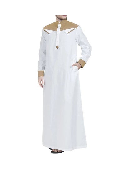 اشتري New Loose Standing Neck Contrast Long Sleeve One Piece Robe في السعودية