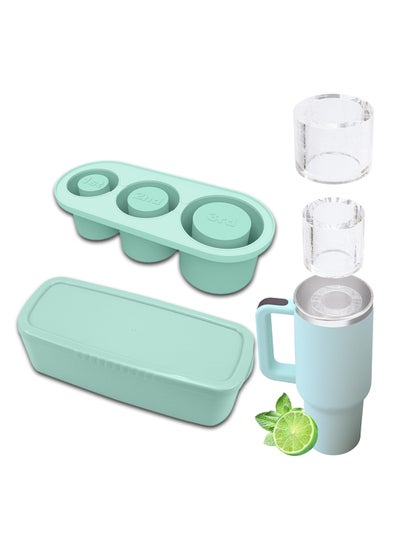 Buy Ice Cube Tray Molds for Cups, Silicone Ice Cube Maker With Lid, for Making 3 Hollow Cylinder Ice Cube Molds, for 30-40 Oz Cups for Chilling Cocktails, Whiskey, Drinks, Coffee in Saudi Arabia