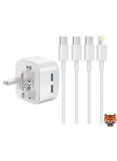 اشتري "2-Pack iPhone 16 Charger – Fast USB-C to Lightning Cable & Plug for iPhone 16/15/14/13/12/11 Pro/Pro Max/XS Max/XR/SE/8 Plus, iPad Pro Air Mini (1M)" في الامارات