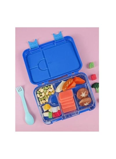 اشتري Square Sealed Lattice Portable Lunch Box Blue في السعودية