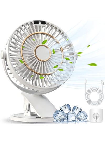 Buy Mini Fan Small, Clip Fan, Table Fan, USB Fan, Quiet with Battery, 5 Speed Levels, 720° Rotation, Portable Mini Fan for Home, Office, Outdoor, Travel (White) in Saudi Arabia