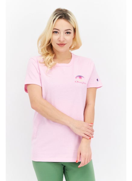 اشتري Women Boyfriend Fit Brand Logo Training T-Shirt, Pink في الامارات