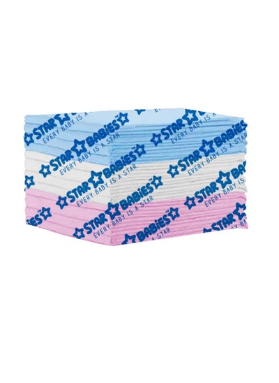 اشتري Star Babies  Disposable Changing Mats - 45 x 60cm - Large Pack of 12 - Blue/Pink/White-Rainbow في الامارات