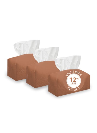 اشتري Leather Tissue Box Cover (Caramel | Offer Pack of 3) في الامارات