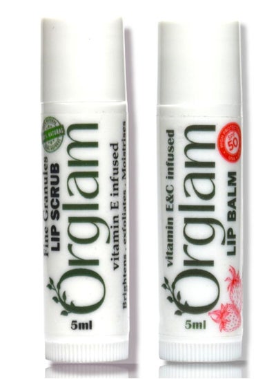 Buy 2X Pack (1 Orglam Lip Scrub (Vitamin E infused) (Fine Granules) -1 Orglam Strawberry Lip Balm (SPF 50+) (Vitamin E&C infused) in Egypt