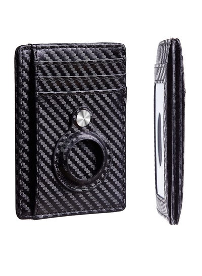 اشتري Wallet Case Holder for Air Tag, Slim Minimalist Wallet Card Holder for AirTag Carbon Firber Texture في الامارات