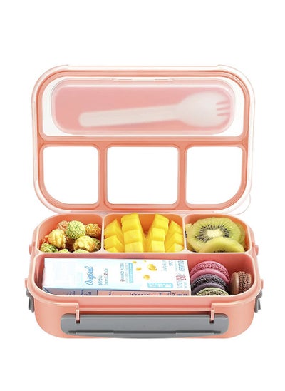 Buy Lunch Box for Adults and Kids 4 Compartment Lunch Box with Fork - Durable Perfect Size - Leak-Proof - Reusable - BPA Free and Freezer Safe Food Containers in UAE