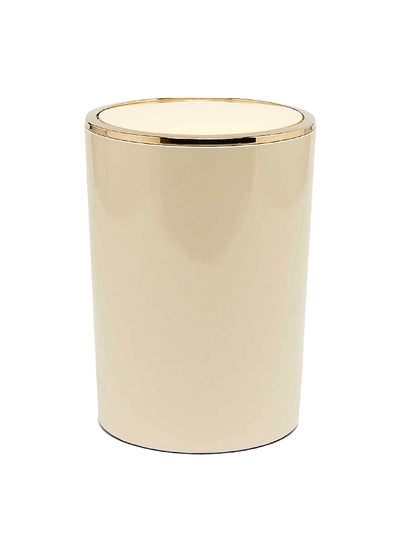 Buy Lenox Plastic Swing Lid Waste Bin Beige and Gold 6 L in Saudi Arabia