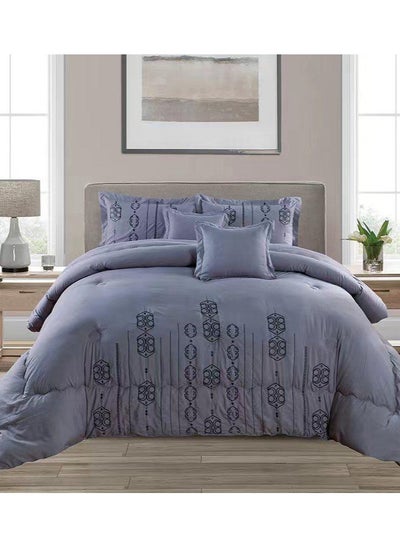 اشتري COMFY 6 PC EMBROIDERY SOFT KINGSIZE COMFORTER SET LIGHT GREY في الامارات