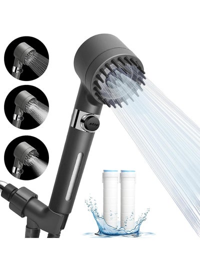 Buy Filtered Shower Head with Handheld Sprayer Soften Hard Water, 3 Settings 4 in 1 Detachable Showerhead Set in Saudi Arabia