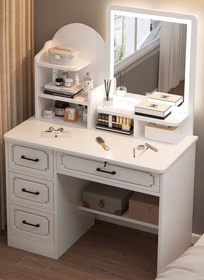 Buy Sharpdo Modern Minimalist Dressing Table for Bedroom with LED Mirror and Drawer Storage, Vanity table for make up 80*40*137cm in Saudi Arabia