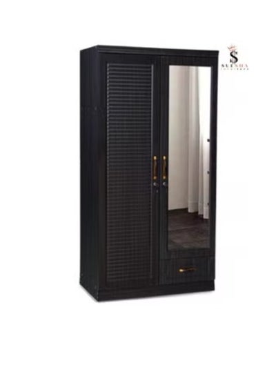 Buy 2 Door Wooden Wardrobe Cabinet Cupboard Engineered Wood Perfect Modern Stylish Heavy Duty With Mirror in UAE