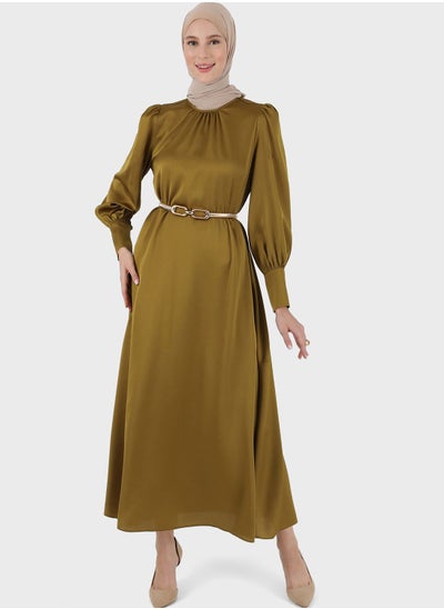 Buy Puff Sleeve Belted Dress in UAE