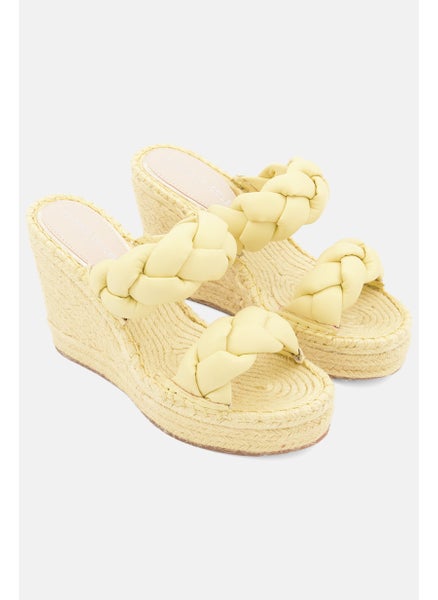 Buy Women Medium Owen Braid Slip On Casual Wedges, Yellow in Saudi Arabia