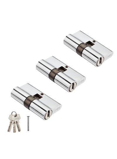 Buy Pack of 3-Door Lock Cylinder 60mm with 3pcs keys - Silver in Saudi Arabia