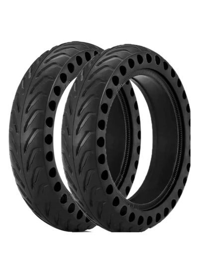 Buy 2-piece scooter rubber tire 8.5 x 2.0 black anti-slip groove design scooter wheel in UAE