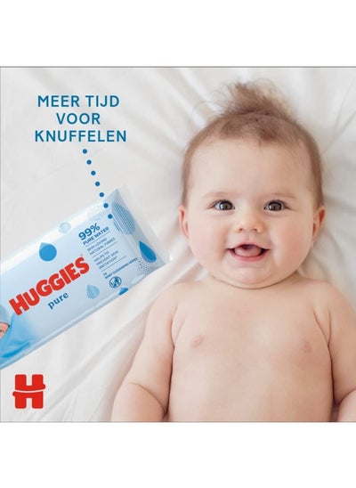 Buy Huggies Pure Baby Wipes - 10 X Packs Of 56 (560 Wipes) in UAE