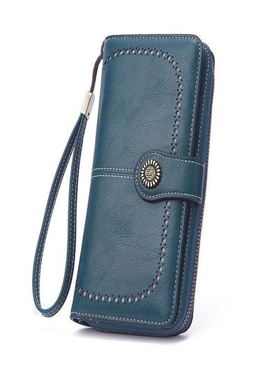 Buy Genuine Leather Women Wallet Long Multi-Card Holder Large Capacity RFID Wallet for Women Mobile Phone Purse in UAE