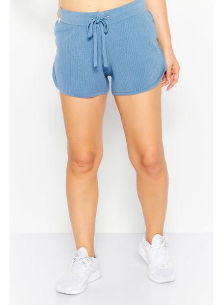 اشتري Women Textured Basic Shorts, Blue في الامارات