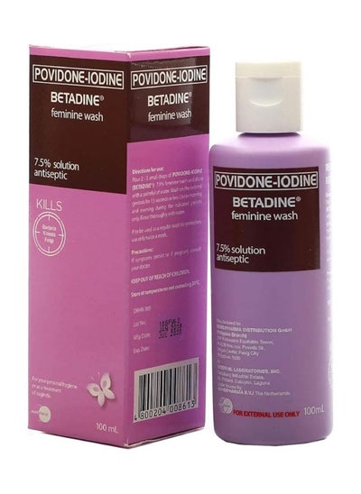 Buy Povidone-Iodine Feminine Wash 7.5% Solution Antiseptic Kills Bacteria, Virus & Fungi Relieves Itching & Irrititation Treatment of Vaginitis - 100ml in UAE