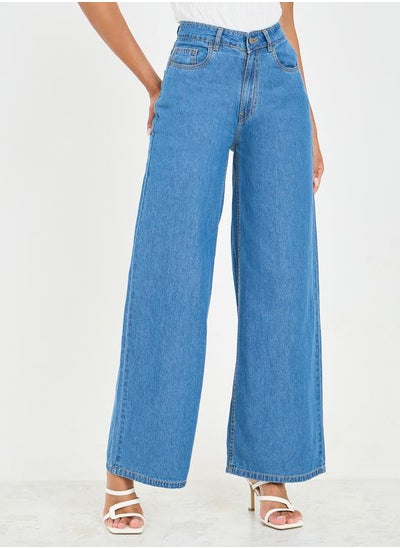 Buy High Waist Wide Leg Denim Jeans in Saudi Arabia